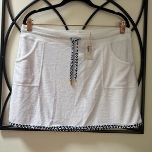 Helen Jon terry White Mini Skirt with Navy Accents